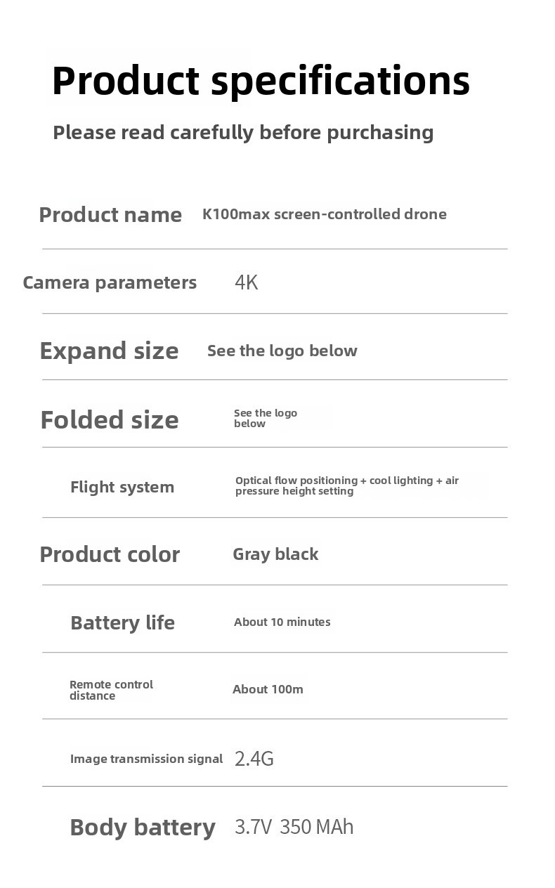 k100max Mini Aerial Photography Screen Control Drone