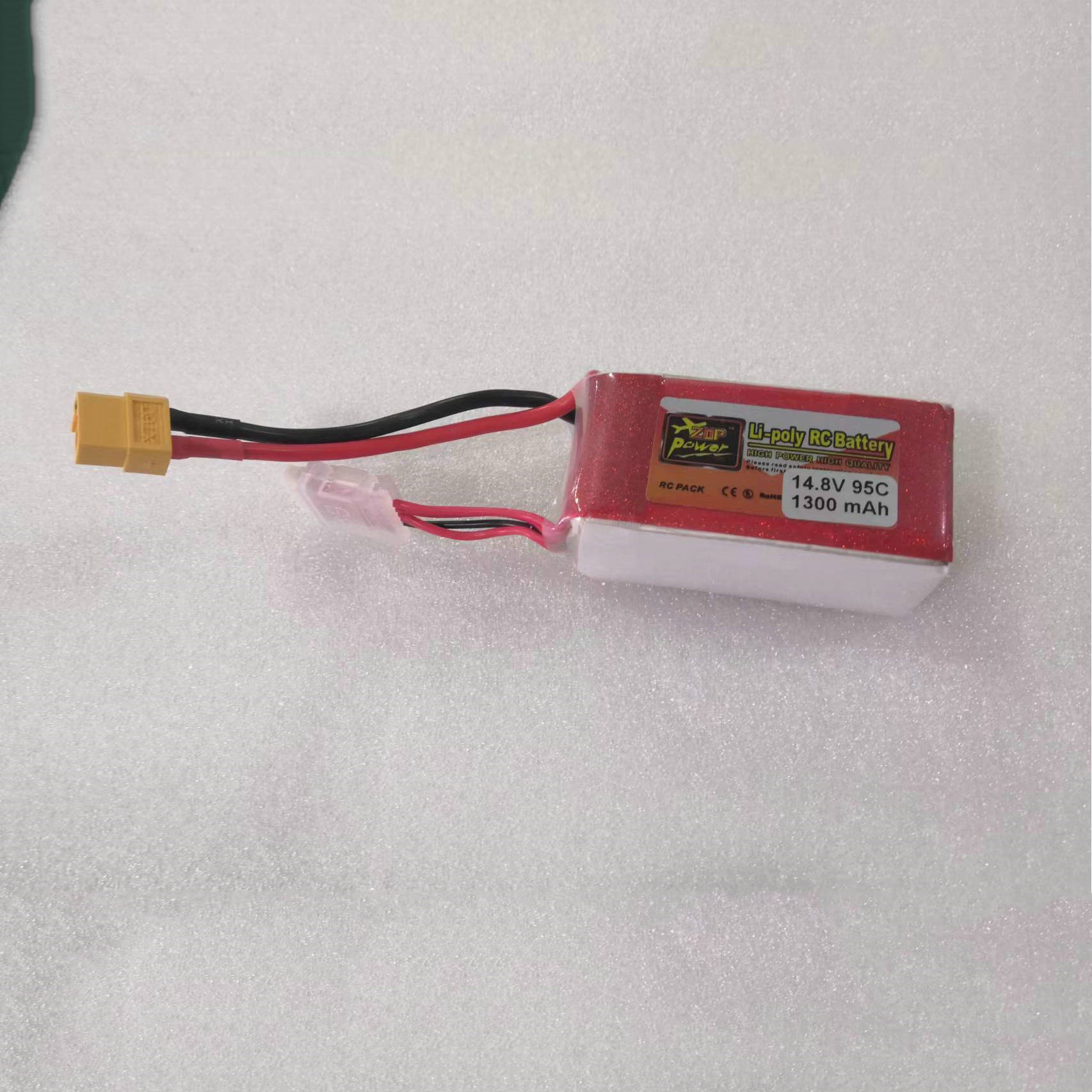 Manufacturer Grade A 1300mAh 95C 14.8V 4S1P High Rate FPV Drone Polymer Lithium Battery