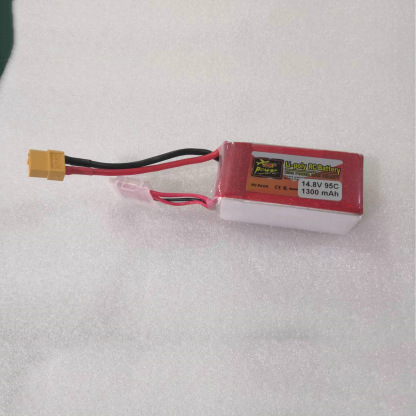 Manufacturer Grade A 1300mAh 95C 14.8V 4S1P High Rate FPV Drone Polymer Lithium Battery