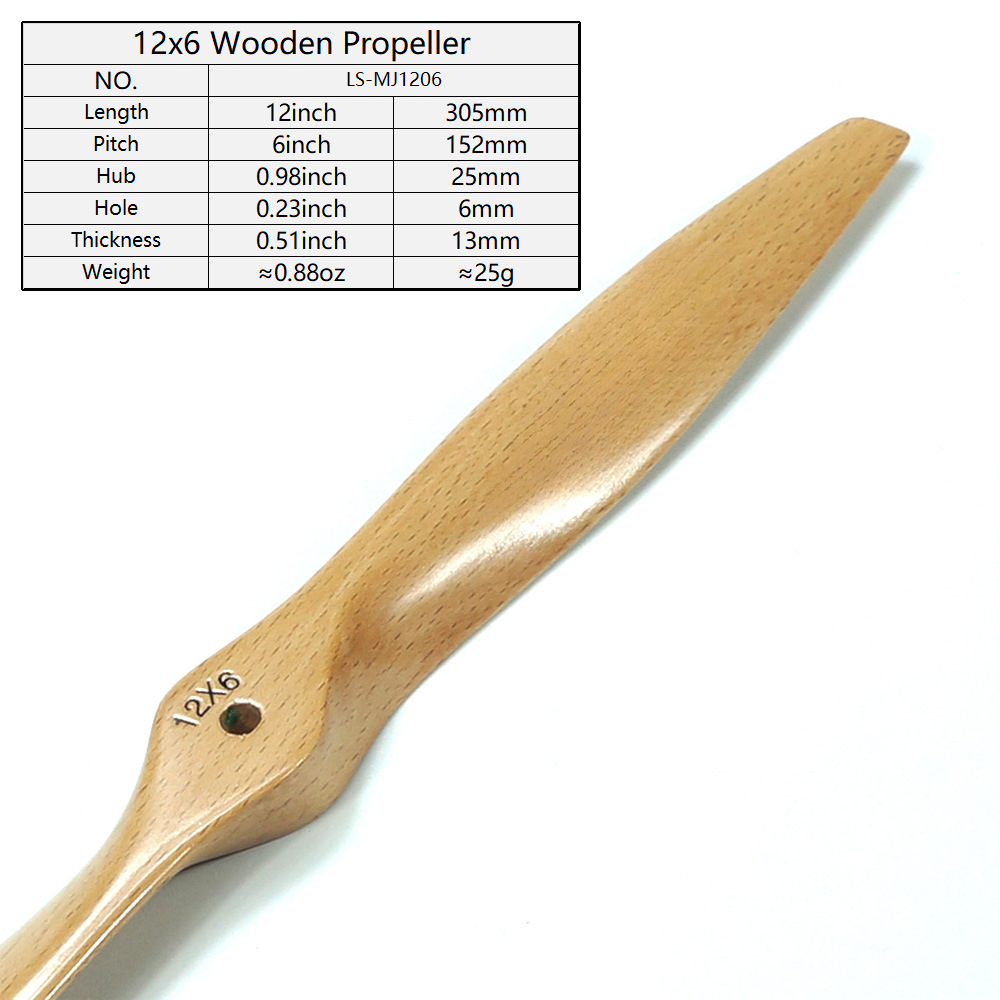 dwhobby Remote Control Model Airplane Fixed Wing Propeller Parts Methanol Engine Accessories Beech Wood Propeller Blades