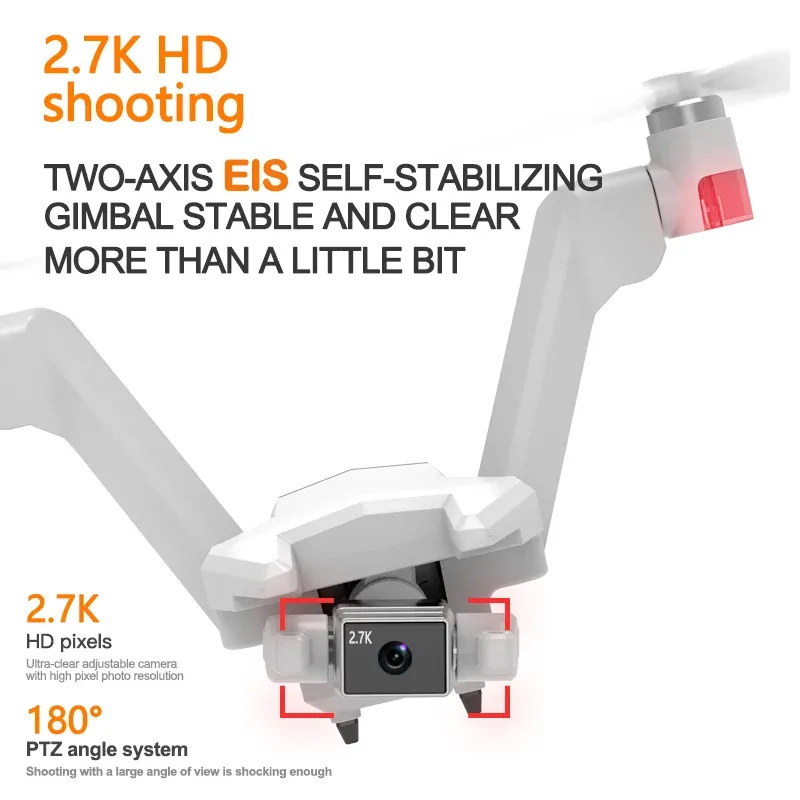 New 2 Arms hd Camera 2.7k 1.2km Long Distance Drone Gps Positioning 5g Wifi Fpv Drone Gesture Control Selfie Drone