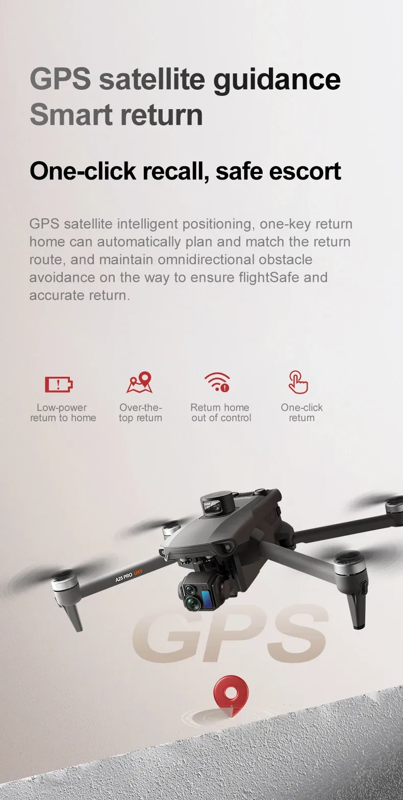 A25 Pro 4K Night Vision Brushless Laser Obstacle Avoidance Drone 5G Wifi FPV Built-in Map 6KM Range Dancing Camera Plastic