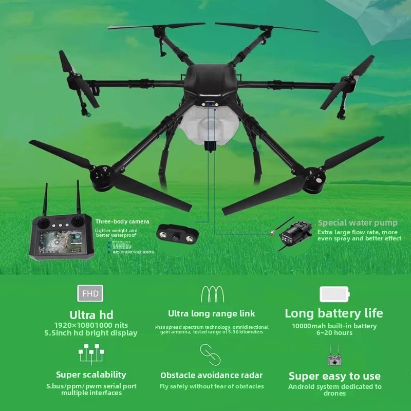 Large Agricultural Plant Protection Drone 5-50L for Spraying Pesticides, Fertilizing, and Seeding