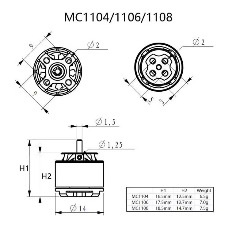 Remote Control Model Aircraft Motor Toy Fixed Wing Parts MC1108 4000KV Motor Accessories