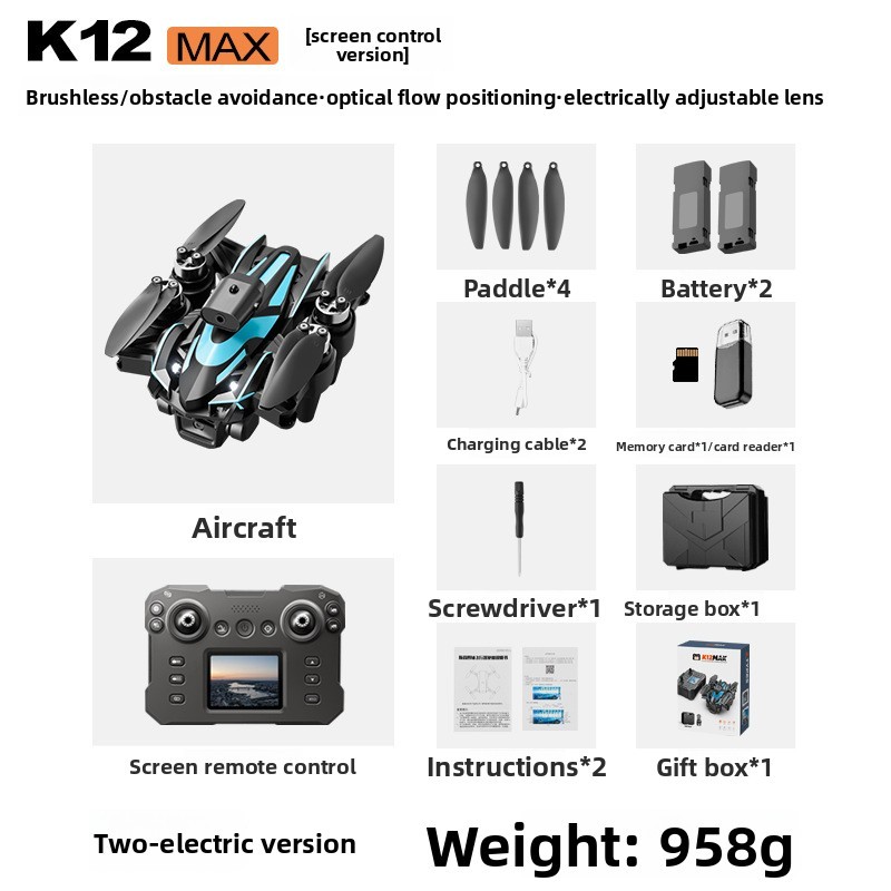 K12Max with Screen Display Remote Control Drone
