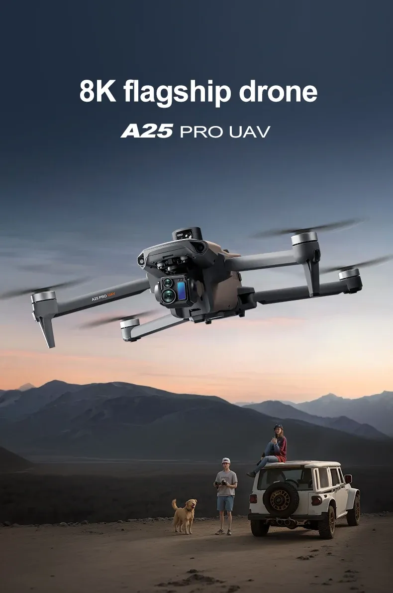 A25 Pro 4K Night Vision Brushless Laser Obstacle Avoidance Drone 5G Wifi FPV Built-in Map 6KM Range Dancing Camera Plastic