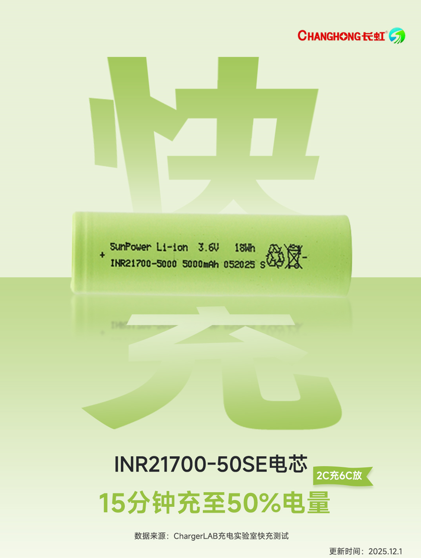SunPower长虹三杰 INR21700 3.6V/5Ah