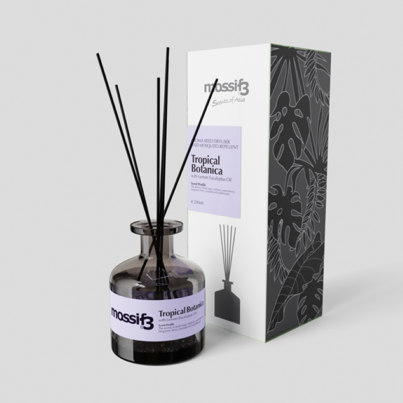 [BUNDLE SET 4] Mossif3 - Tropical Botanica Aroma Reed Diffuser + Kitchen Quick Wipe plus FREE Lizardfree Repellent x1
