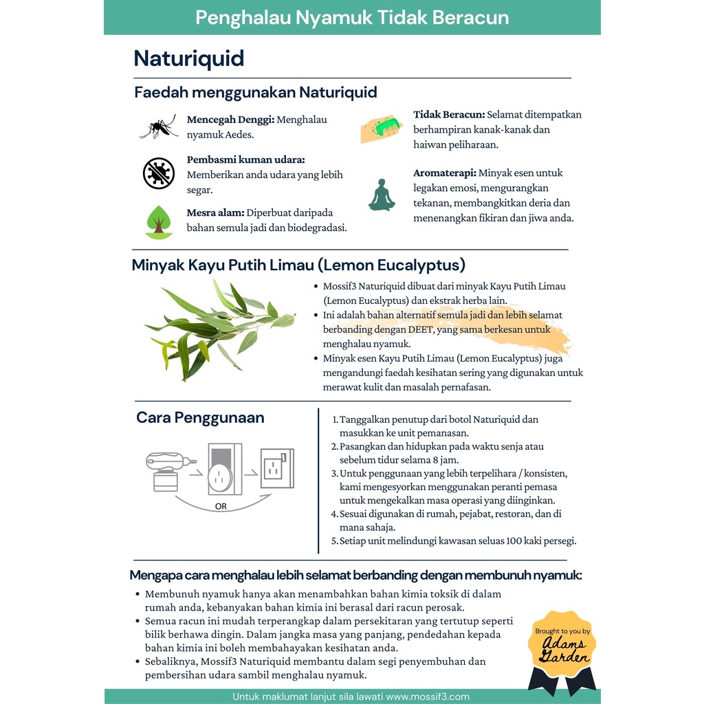 Non-toxic Mosquito Repellent Vaporiser. Safe for Children and Pets