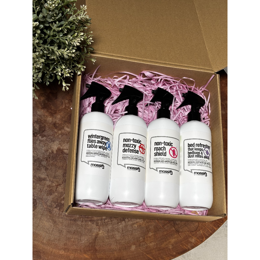 (BUNDLE OF 4) Mossif3 Non-Toxic Repellent Spray for Flies, Mosquito, Cockroach, Bedbugs