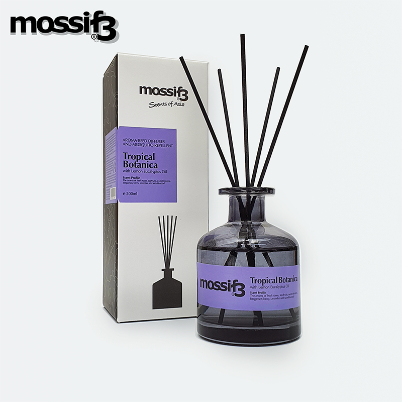 Mossif3 Reed Diffuser. 200ml. Aromatherapy with Mosquito Repellency (Lemon Eucalyptus Oil)