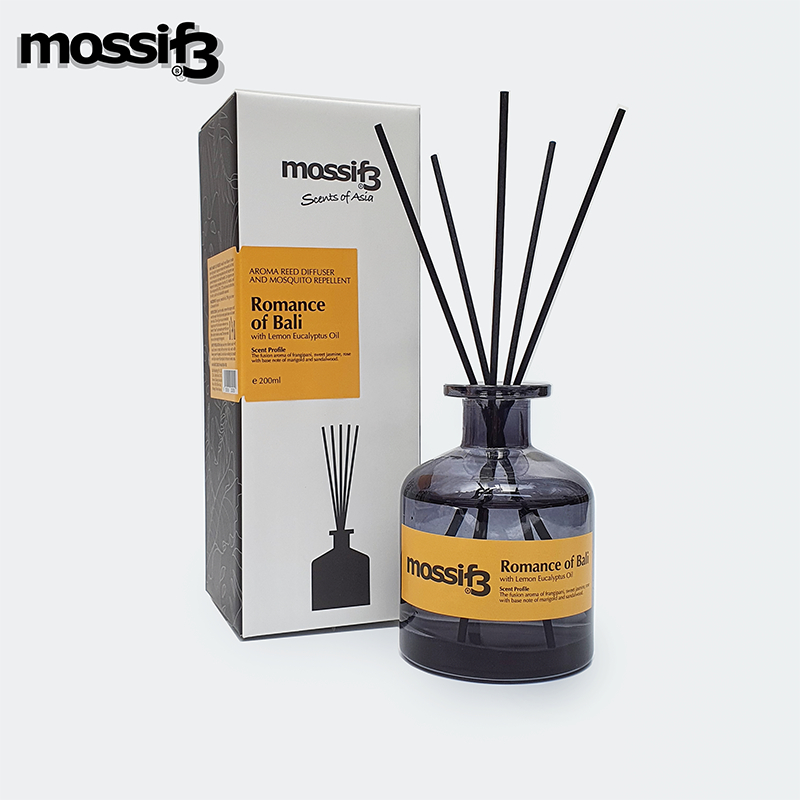 Mossif3 Reed Diffuser. 200ml. Aromatherapy with Mosquito Repellency (Lemon Eucalyptus Oil)