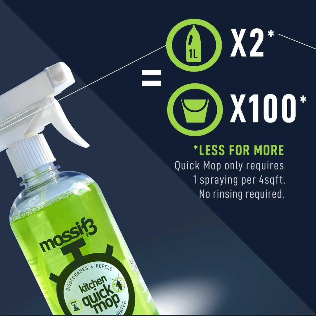 (COMBO) Mossif3 480ml Quick Mop & Quick Wipe Surface Kitchen Cleaner Spray, Repel Cockroachs & Ants, Just Spray and Wipe