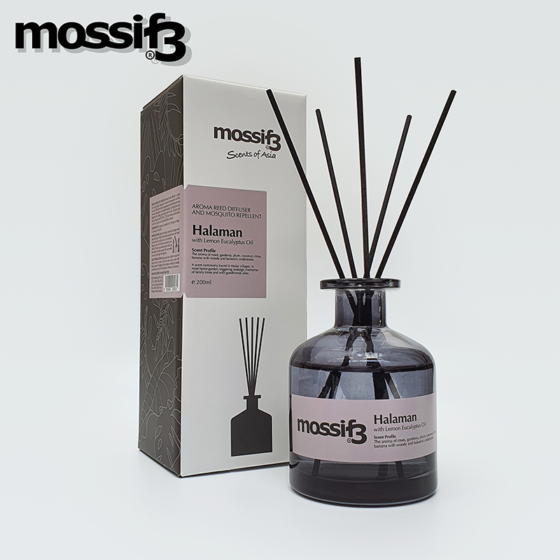 Mossif3 Reed Diffuser. 200ml. Aromatherapy with Mosquito Repellency (Lemon Eucalyptus Oil)