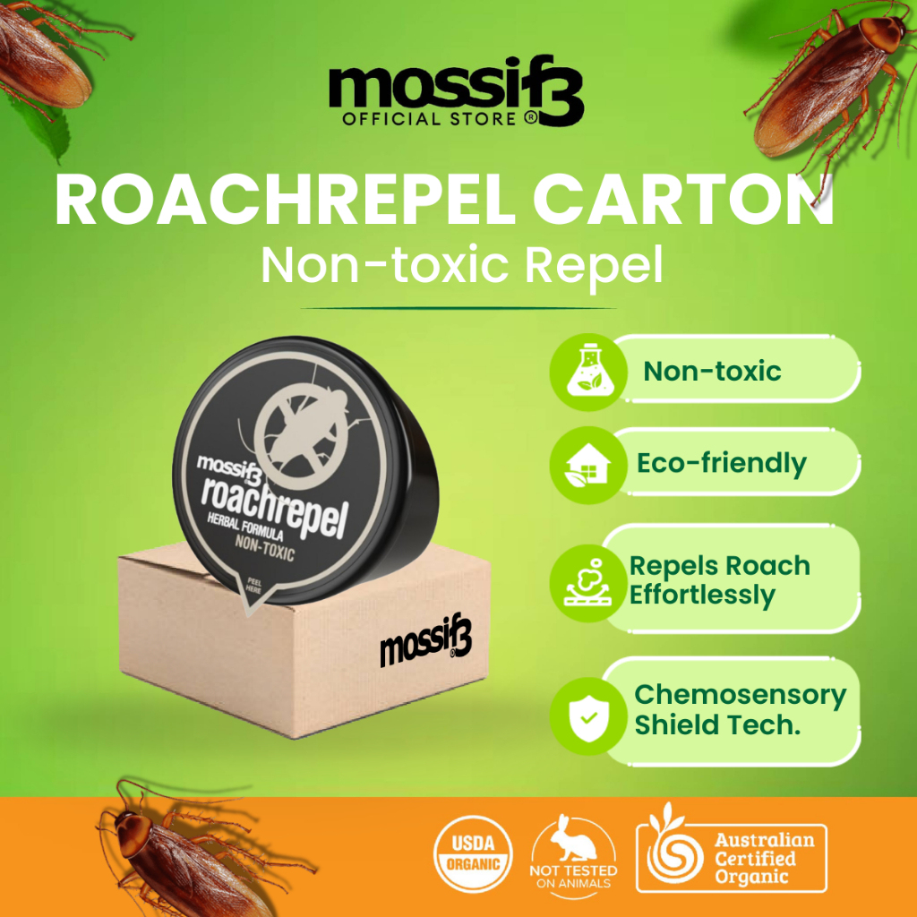 (CARTON) Mossif3 Roachrepel 36x50g Cockroach Repellent Gel 100% Non Toxic