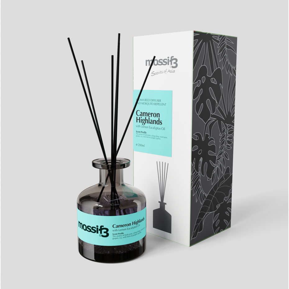 (BUNDLE SET 2) Mossif3 Cameron Highland Aroma Reed Diffuser + Kitchen Quick Wipe FREE Lizardfree  x1 single  pack