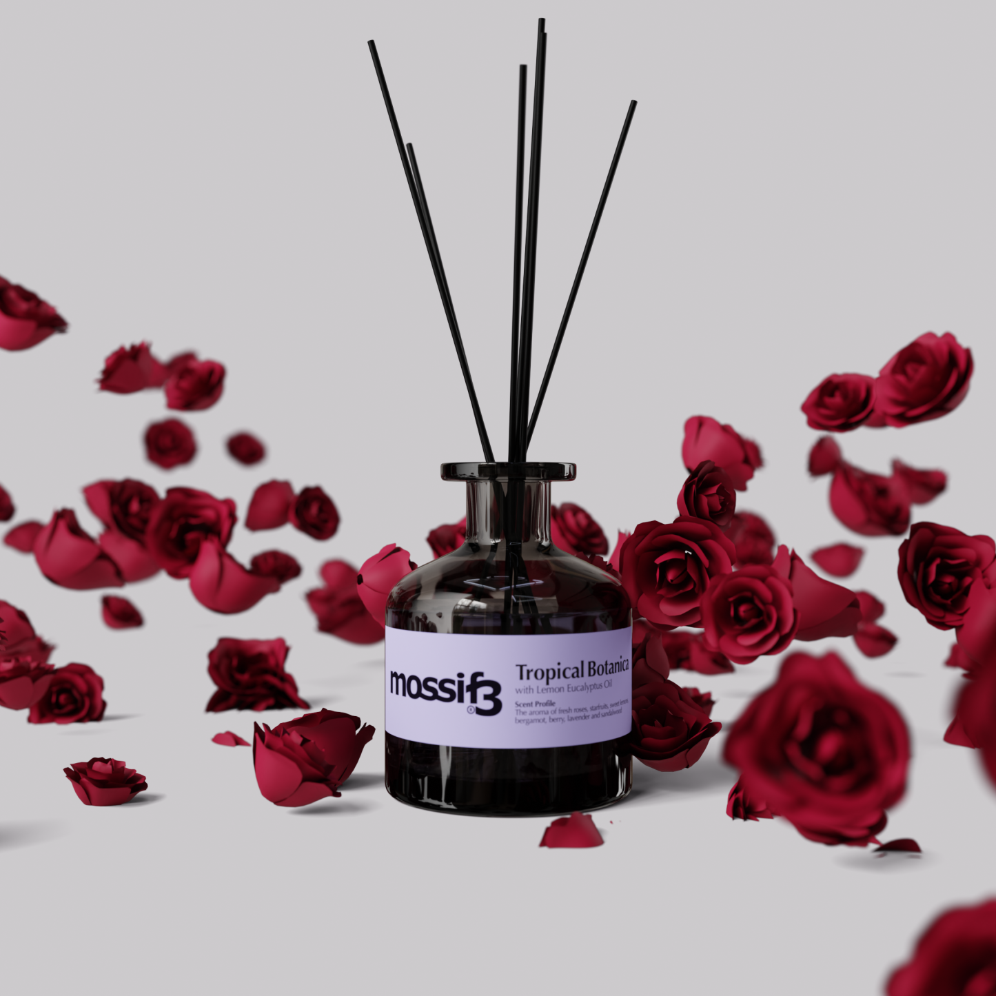 Mossif3 Reed Diffuser. 200ml. Aromatherapy with Mosquito Repellency (Lemon Eucalyptus Oil)