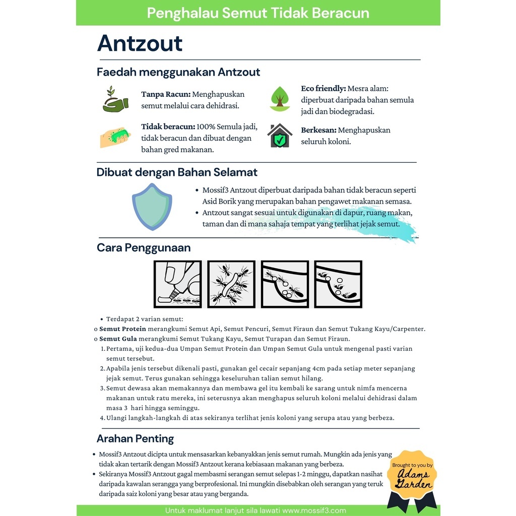 Non Toxic Ant Killer. Remove Ants' Colony. Safe for Children and Pets (2 Packs)