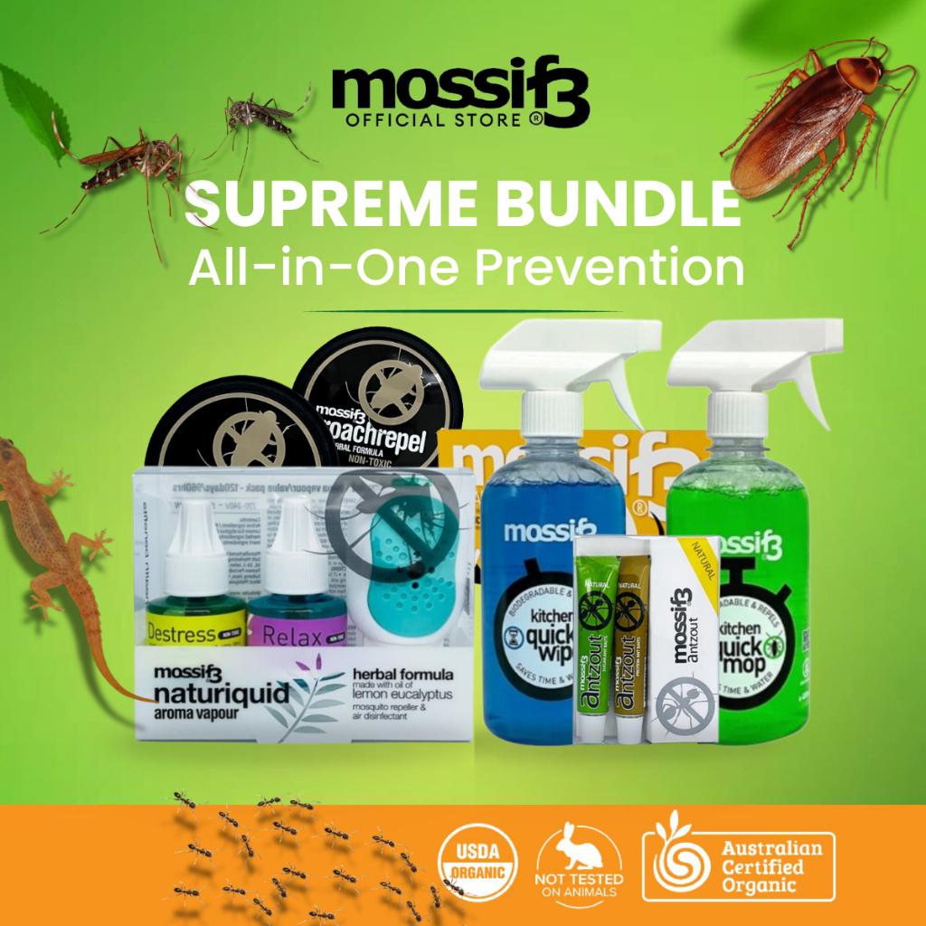 [SUPREME KIT] Mossif3 Supreme Bundle Set, Repel Ant Lizard Mosquito Cockroach Non Toxic, Home