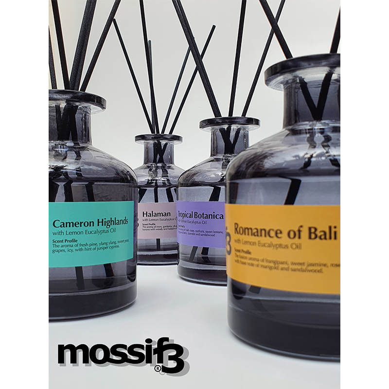 Mossif3 Reed Diffuser. 200ml. Aromatherapy with Mosquito Repellency (Lemon Eucalyptus Oil)