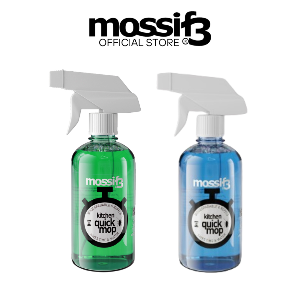 (COMBO) Mossif3 480ml Quick Mop & Quick Wipe Surface Kitchen Cleaner Spray, Repel Cockroachs & Ants, Just Spray and Wipe
