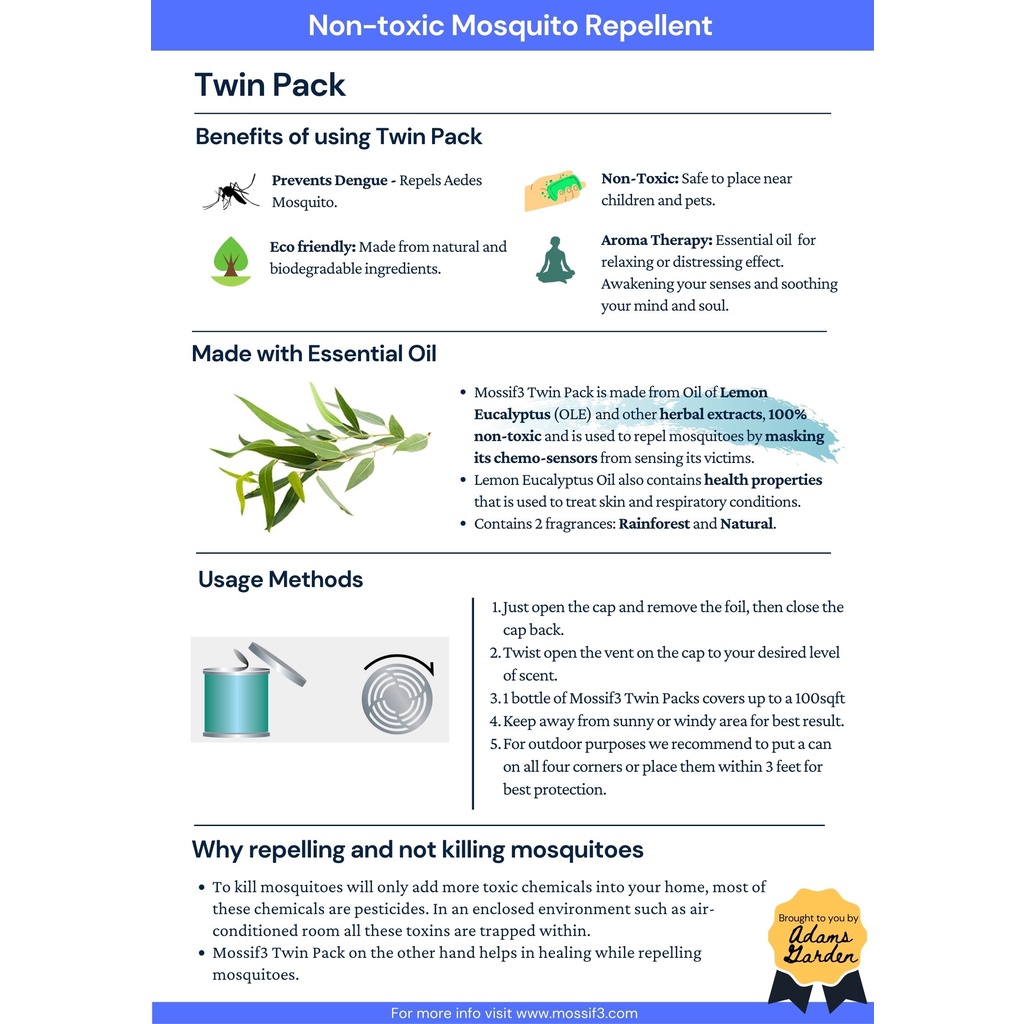 Mosquito Repellent Eucalyptus Scent Non Toxic Gel (TWIN PACK)