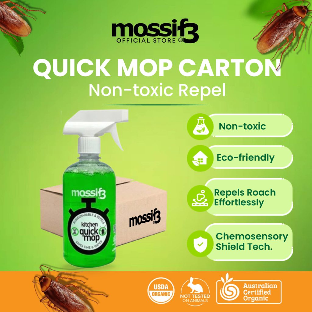 (CARTON) Quick Mop Natural Floor Cleaner Anti Cockroach (either 6 or 12 units) x 480ml Spray bottles