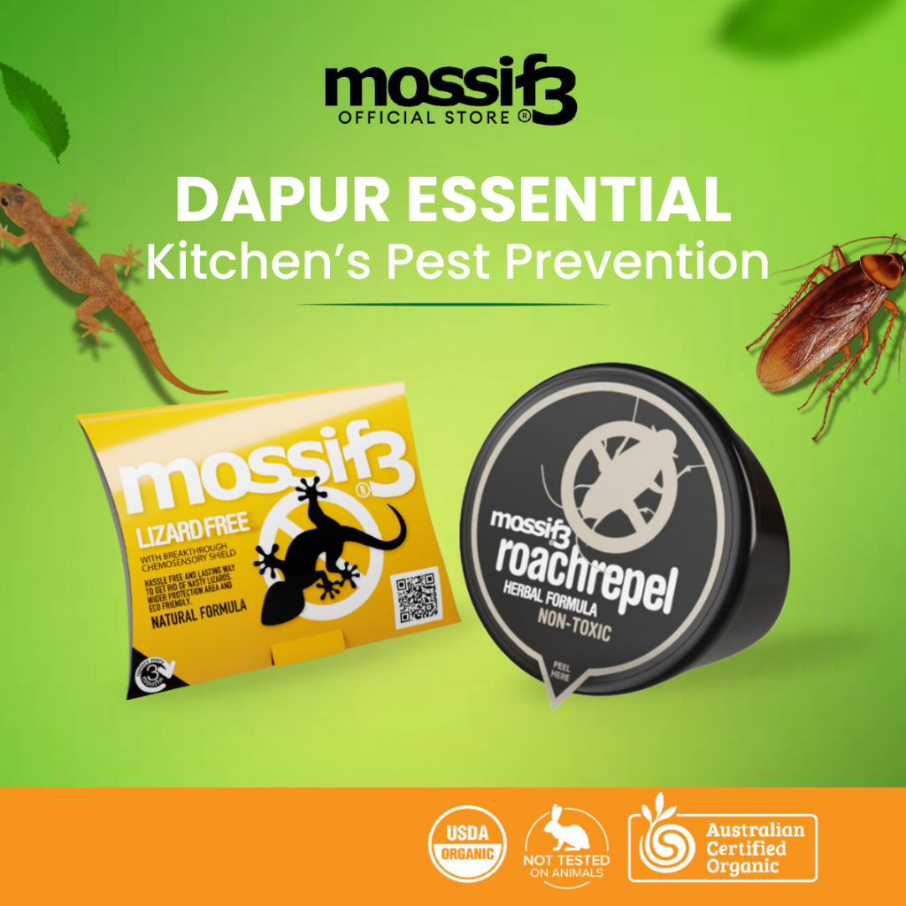 (BUNDLE OF 2) Mossif3 Lizardfree Repellent + Roachrepel 50g | Repel Lizard Gecko Roach Cockroach Safe Home
