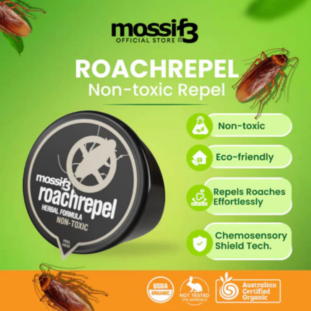 Mossif3. Natural Cockroach Repellent for Car, Cabinets, and Kitchen.