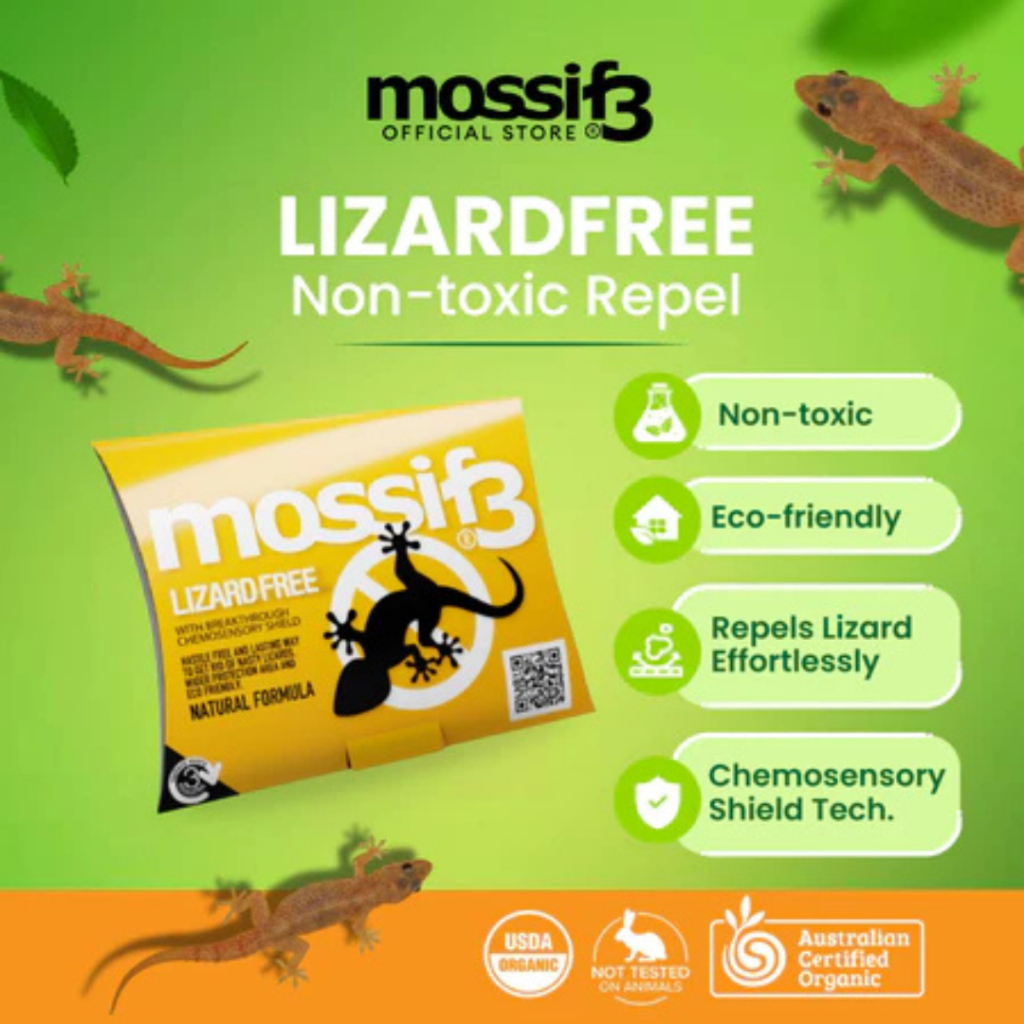 Mossif3 Lizard Repellent (Single Pack). Just Open and Place. Non Toxic, No Killing, No mess.