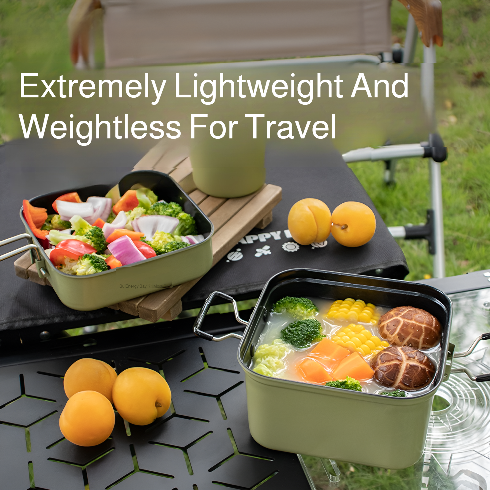 Portable Non-Coated Foldable Camping Pan for One Person