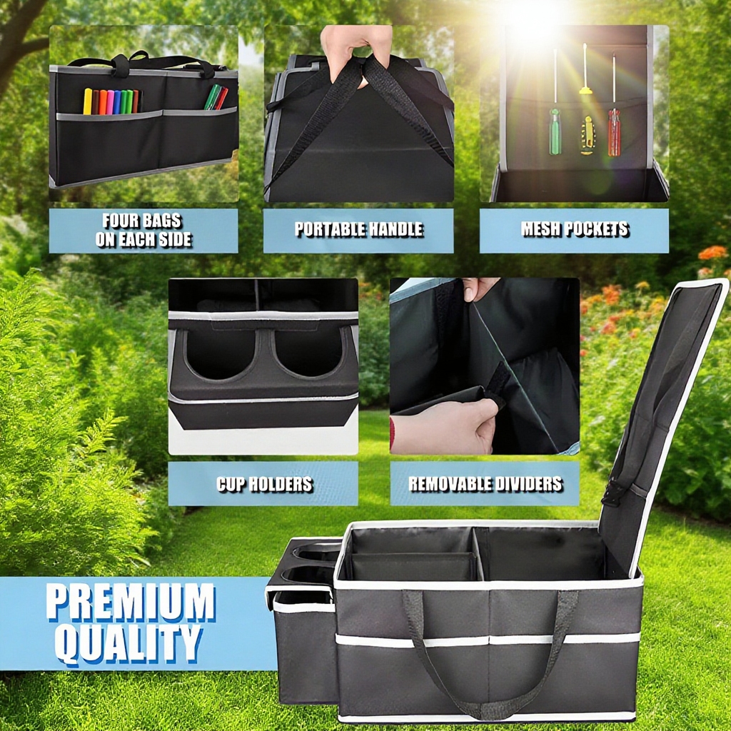 Multi-Compartment Foldable Car Seat Organizer