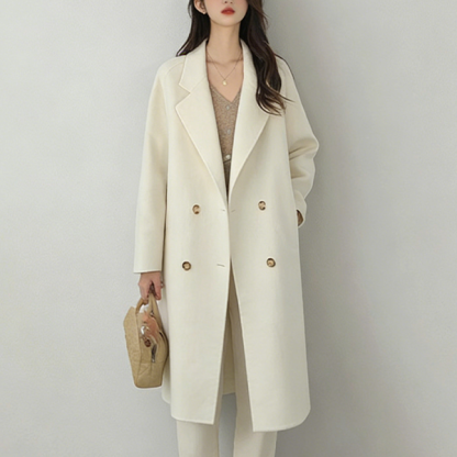 着瘦せ効果のある ダウンインナー付き ウール ボタン付き 保温 ロング コート