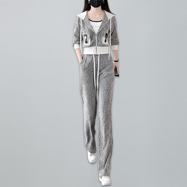 カジュアル フード付き 無地 レディース 2点セット