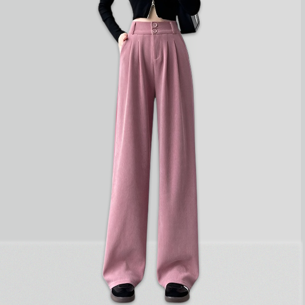 無地 秋冬 レディース 裏起毛 ワイドパンツ