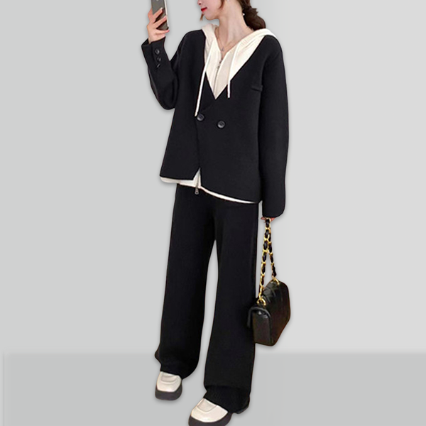 肌触り柔らか 無地 カジュアル シンプル レイヤード セットアップ