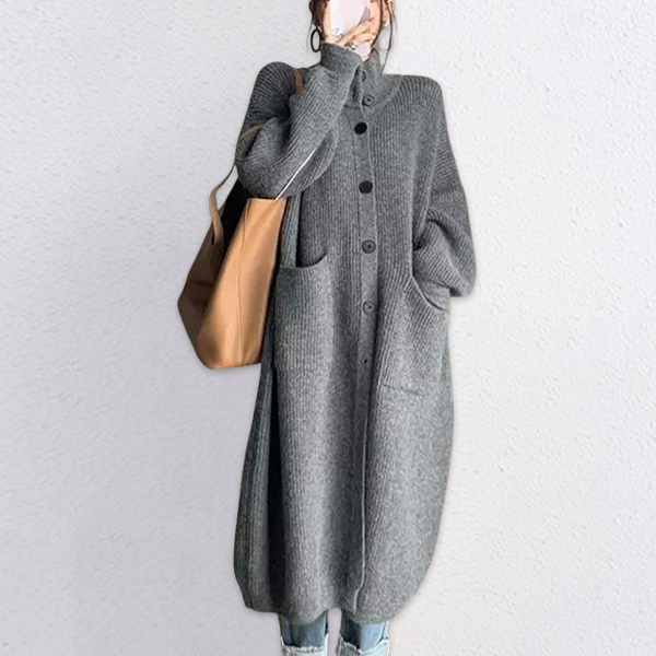 圧迫感なし ルーズ 無地 ロング丈 カーディガン