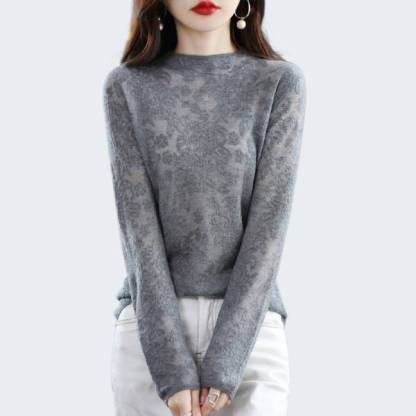 レディース ハイネック 長袖 レース ニット