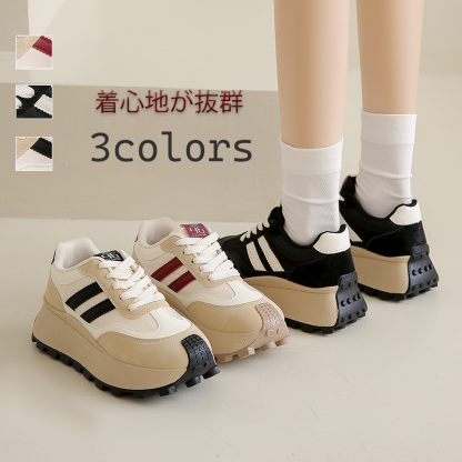 人気爆発中 スリム見え レディース 厚底 スニーカー