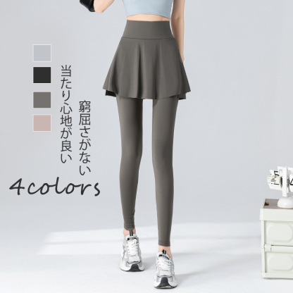 無地 カジュアル シンプル スカート付き着圧 レギンス