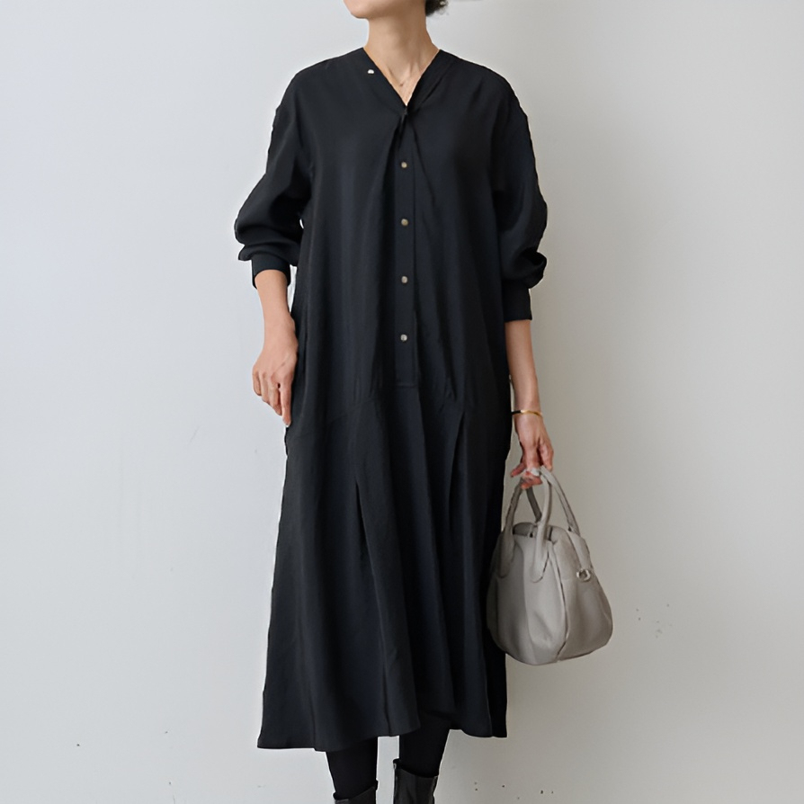 無地 カジュアル シンプル カラーレス シャツワンピース