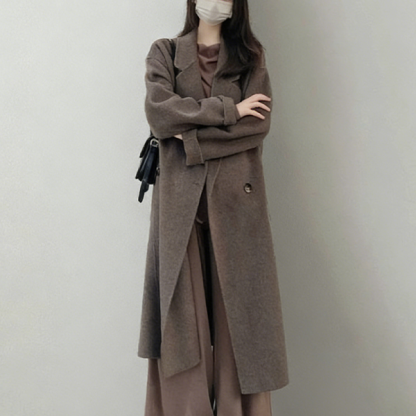 着瘦せ効果のある ダウンインナー付き ウール ボタン付き 保温 ロング コート