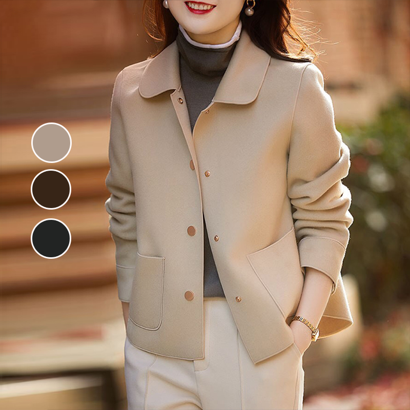 気質満点 無地 ショート丈 カシミヤ コート