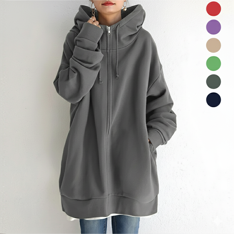 レディース裏起毛ファスナーパーカー