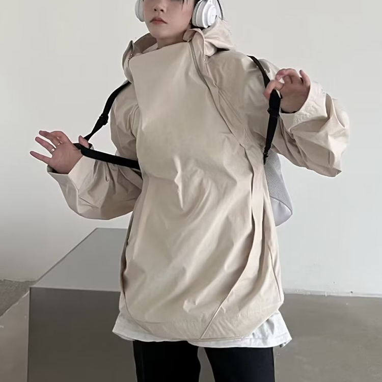 フード付き 長袖 春秋 無地 カジュアル シンプル トレンチコート