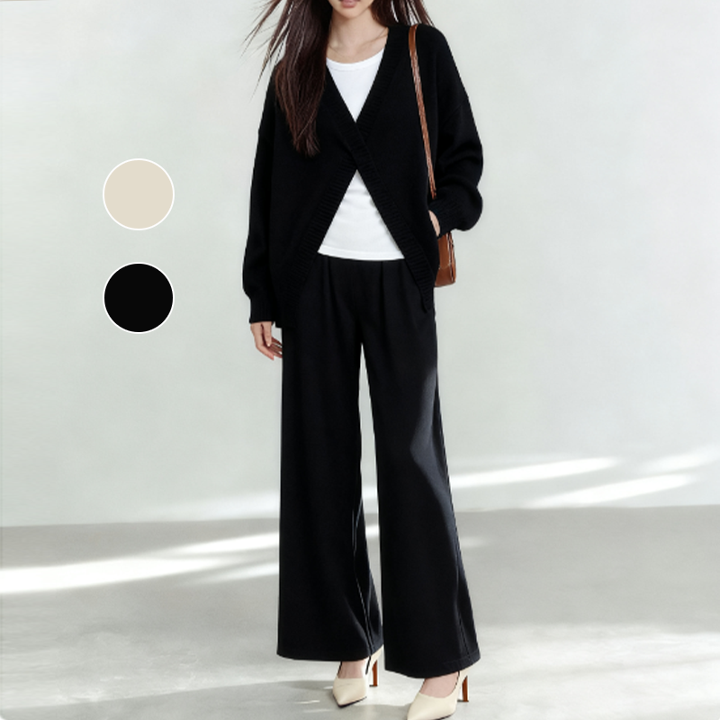 ゆったり カジュアル  100％ ニット セットアップ