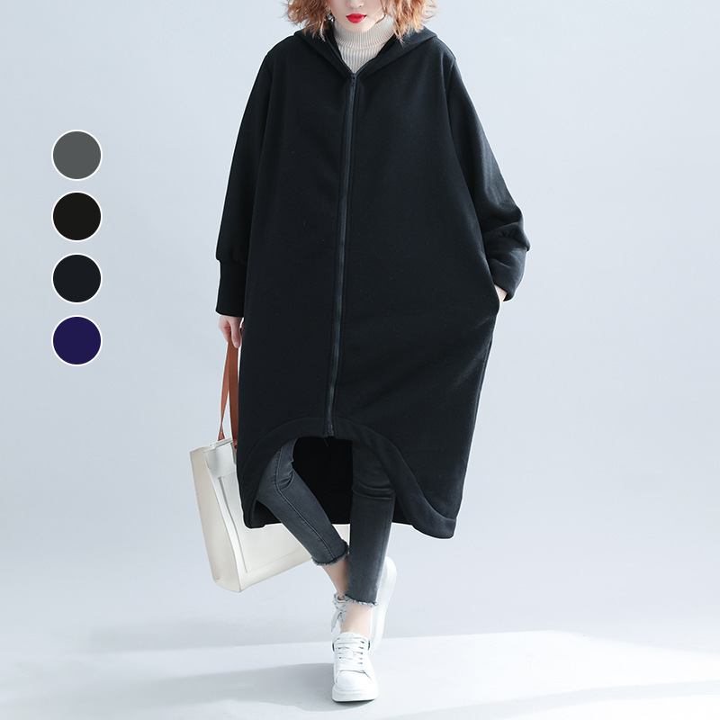 存在感 フード付き ロング丈 裏起毛 コー卜