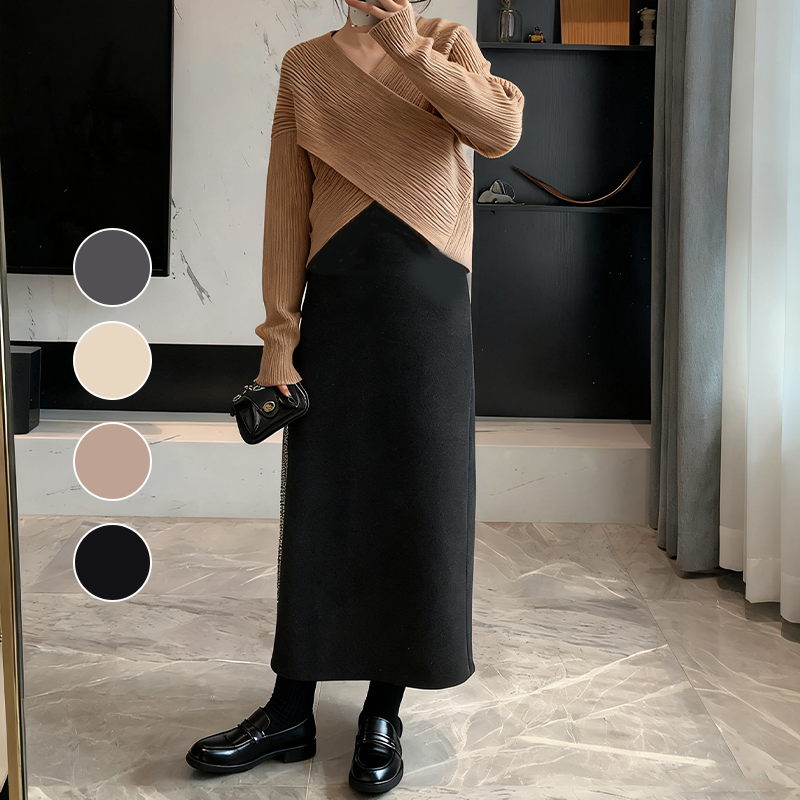 【単品注文】ゆったり Vネック 無地 カジュアル シンプル ニットセット