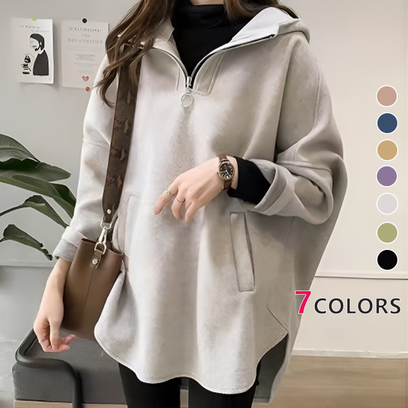 レディース 無地 カジュアル ハーフジップ パーカー