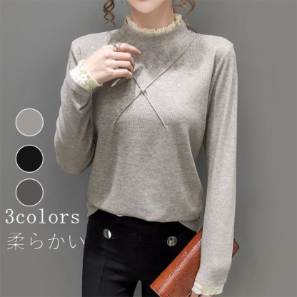 キラキラ 両面起毛 配色 長袖 カットソー